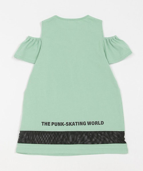 X-girl Stages（エックスガールステージス）の「衿チャームつき肩開きメッシュ切替ワンピース（ワンピース・キッズ・ブラック/ラベンダー/ミント・100cm/130cm/140cm/120cm/90cm/110cm）」の8枚目の写真