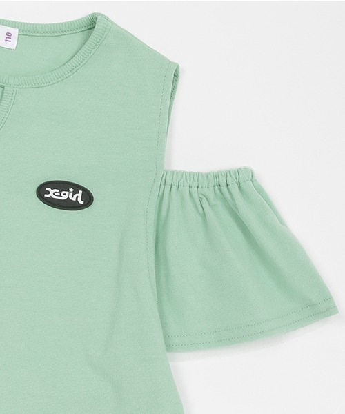X-girl Stages（エックスガールステージス）の「衿チャームつき肩開きメッシュ切替ワンピース（ワンピース・キッズ・ブラック/ラベンダー/ミント・100cm/130cm/140cm/120cm/90cm/110cm）」の10枚目の写真