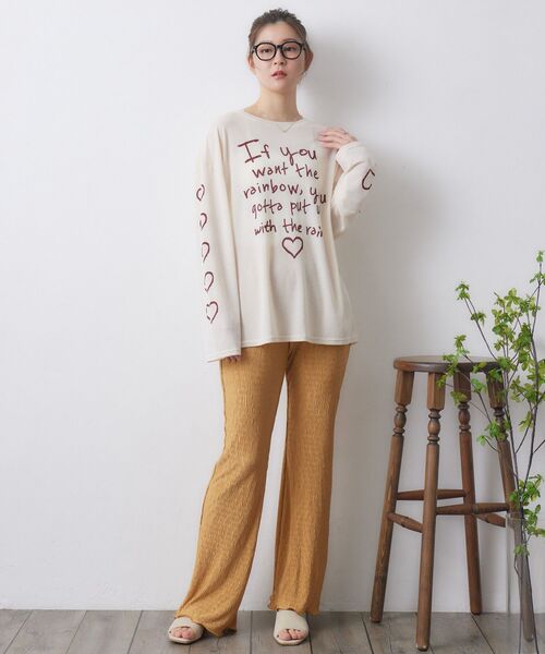 RETRO GIRL(レトロガール)の「メッセージロンTEE(Tシャツ/カットソー・レディース・ナチュラル/ライトグレー/オフホワイト・FREE)」の12枚目の写真