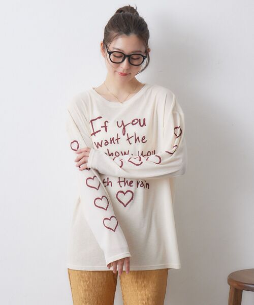 RETRO GIRL(レトロガール)の「メッセージロンTEE(Tシャツ/カットソー・レディース・ナチュラル/ライトグレー/オフホワイト・FREE)」の18枚目の写真