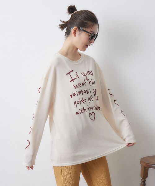 RETRO GIRL(レトロガール)の「メッセージロンTEE(Tシャツ/カットソー・レディース・ナチュラル/ライトグレー/オフホワイト・FREE)」の19枚目の写真
