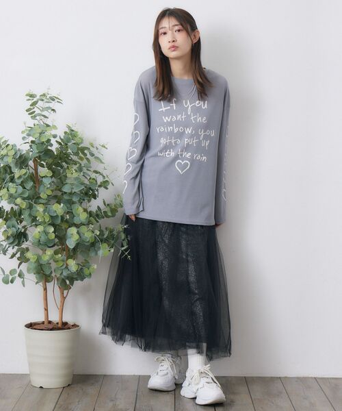 RETRO GIRL(レトロガール)の「メッセージロンTEE(Tシャツ/カットソー・レディース・ナチュラル/ライトグレー/オフホワイト・FREE)」の22枚目の写真