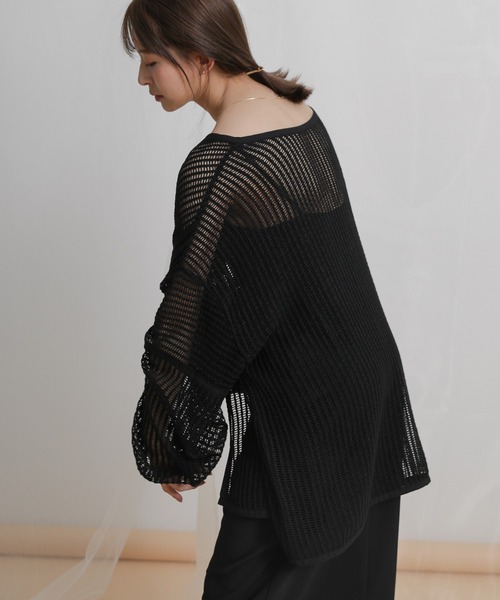 select MOCA（セレクトモカ）の「2WAYルーズかぎ編みカーディガン（カーディガン/ボレロ・レディース・アイボリー/ブラック・FREE）」の21枚目の写真