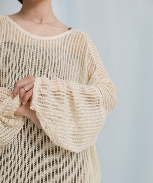 select MOCA（セレクトモカ）の「2WAYルーズかぎ編みカーディガン（カーディガン/ボレロ・レディース・アイボリー/ブラック・FREE）」の9枚目の写真