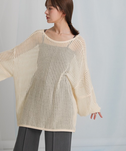 select MOCA（セレクトモカ）の「2WAYルーズかぎ編みカーディガン（カーディガン/ボレロ・レディース・アイボリー/ブラック・FREE）」の11枚目の写真