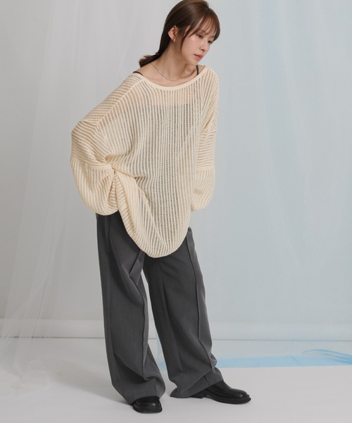 select MOCA（セレクトモカ）の「2WAYルーズかぎ編みカーディガン（カーディガン/ボレロ・レディース・アイボリー/ブラック・FREE）」の10枚目の写真