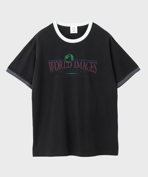 soe(ソーイ)の「Ringer T Shirts WORLD IMAGE(Tシャツ/カットソー・メンズ・ブラック/オフホワイト・1/2)」の2枚目の写真