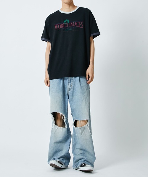 soe(ソーイ)の「Ringer T Shirts WORLD IMAGE(Tシャツ/カットソー・メンズ・ブラック/オフホワイト・1/2)」の18枚目の写真
