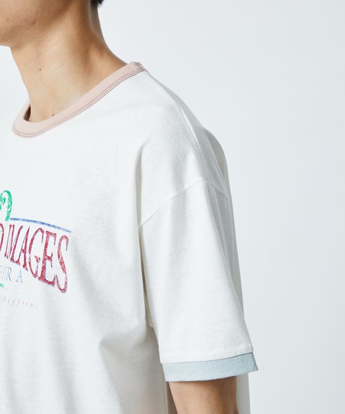 soe(ソーイ)の「Ringer T Shirts WORLD IMAGE(Tシャツ/カットソー・メンズ・ブラック/オフホワイト・1/2)」の6枚目の写真