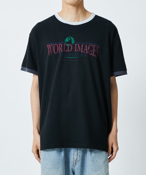 soe(ソーイ)の「Ringer T Shirts WORLD IMAGE(Tシャツ/カットソー・メンズ・ブラック/オフホワイト・1/2)」の9枚目の写真