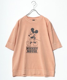 Disney(ディズニー)ミッキーマウスキャラクタープリント ユーズド加工半袖Tシャツ メンズ レディース