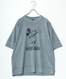 Disney(ディズニー)ミッキーマウスキャラクタープリント ユーズド加工半袖Tシャツ メンズ レディース