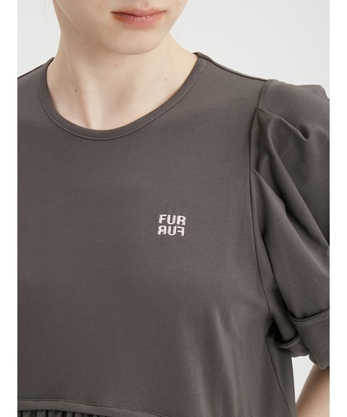 FURFUR（ファーファー）の「ロゴ刺繍パフスリーブカットワンピース（ワンピース・レディース・チャコールグレー/サックスブルー/グリーン/ピンク・FREE）」の11枚目の写真