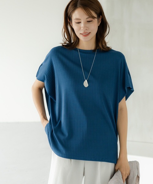 セール】ドレスアップリブドルマンプルオーバー（Tシャツ