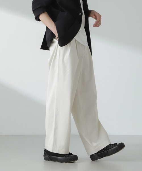 NANO universe（ナノユニバース）の「「大人のワイドパンツ」2タックワイドトラウザーズ（スラックス・メンズ・ベージュ/ブラック/オフホワイト・S/L/M）」の17枚目の写真