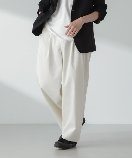 NANO universe（ナノユニバース）の「「大人のワイドパンツ」2タックワイドトラウザーズ（スラックス・メンズ・ベージュ/ブラック/オフホワイト・S/L/M）」の6枚目の写真