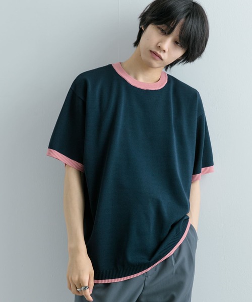 SENSE OF PLACE by URBAN RESEARCH(センスオブプレイスバイアーバンリサーチ)の「『洗濯可』リブハイショクラインニットTシャツ(5分袖)(ニット/セーター・メンズ・ブラック/チャコールグレー/ネイビー/ライトグレー・MEDIUM/LARGE)」の4枚目の写真