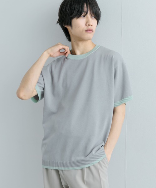 SENSE OF PLACE by URBAN RESEARCH(センスオブプレイスバイアーバンリサーチ)の「『洗濯可』リブハイショクラインニットTシャツ(5分袖)(ニット/セーター・メンズ・ブラック/チャコールグレー/ネイビー/ライトグレー・MEDIUM/LARGE)」の7枚目の写真