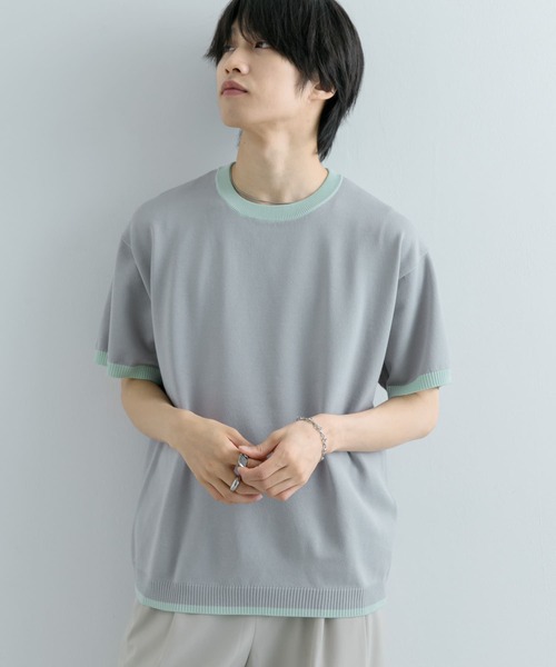 SENSE OF PLACE by URBAN RESEARCH(センスオブプレイスバイアーバンリサーチ)の「『洗濯可』リブハイショクラインニットTシャツ(5分袖)(ニット/セーター・メンズ・ブラック/チャコールグレー/ネイビー/ライトグレー・MEDIUM/LARGE)」の8枚目の写真