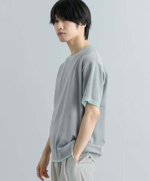 SENSE OF PLACE by URBAN RESEARCH(センスオブプレイスバイアーバンリサーチ)の「『洗濯可』リブハイショクラインニットTシャツ(5分袖)(ニット/セーター・メンズ・ブラック/チャコールグレー/ネイビー/ライトグレー・MEDIUM/LARGE)」の9枚目の写真