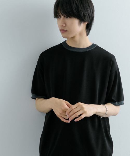 SENSE OF PLACE by URBAN RESEARCH(センスオブプレイスバイアーバンリサーチ)の「『洗濯可』リブハイショクラインニットTシャツ(5分袖)(ニット/セーター・メンズ・ブラック/チャコールグレー/ネイビー/ライトグレー・MEDIUM/LARGE)」の13枚目の写真
