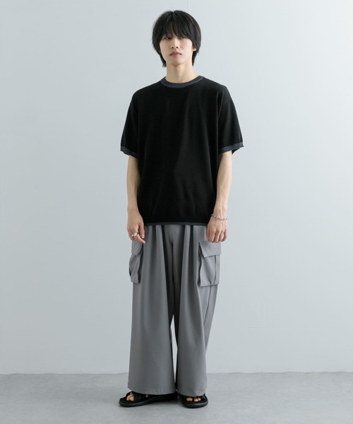 SENSE OF PLACE by URBAN RESEARCH(センスオブプレイスバイアーバンリサーチ)の「『洗濯可』リブハイショクラインニットTシャツ(5分袖)(ニット/セーター・メンズ・ブラック/チャコールグレー/ネイビー/ライトグレー・MEDIUM/LARGE)」の16枚目の写真