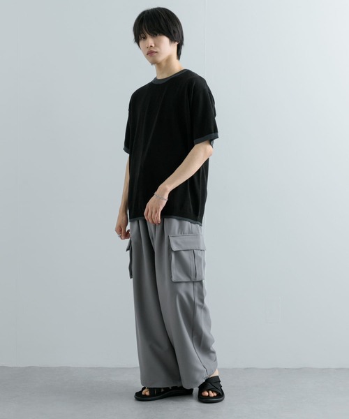 SENSE OF PLACE by URBAN RESEARCH(センスオブプレイスバイアーバンリサーチ)の「『洗濯可』リブハイショクラインニットTシャツ(5分袖)(ニット/セーター・メンズ・ブラック/チャコールグレー/ネイビー/ライトグレー・MEDIUM/LARGE)」の17枚目の写真