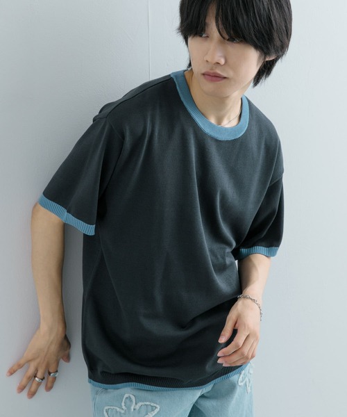 SENSE OF PLACE by URBAN RESEARCH(センスオブプレイスバイアーバンリサーチ)の「『洗濯可』リブハイショクラインニットTシャツ(5分袖)(ニット/セーター・メンズ・ブラック/チャコールグレー/ネイビー/ライトグレー・MEDIUM/LARGE)」の18枚目の写真