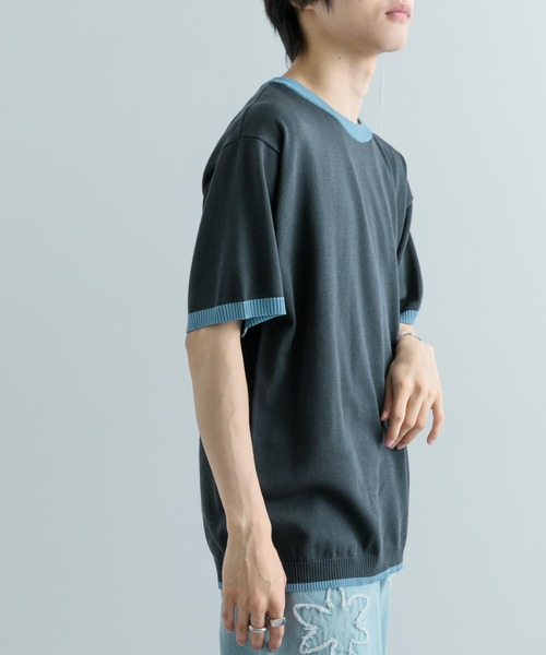 SENSE OF PLACE by URBAN RESEARCH(センスオブプレイスバイアーバンリサーチ)の「『洗濯可』リブハイショクラインニットTシャツ(5分袖)(ニット/セーター・メンズ・ブラック/チャコールグレー/ネイビー/ライトグレー・MEDIUM/LARGE)」の21枚目の写真