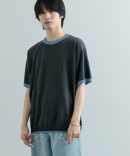 SENSE OF PLACE by URBAN RESEARCH(センスオブプレイスバイアーバンリサーチ)の「『洗濯可』リブハイショクラインニットTシャツ(5分袖)(ニット/セーター・メンズ・ブラック/チャコールグレー/ネイビー/ライトグレー・MEDIUM/LARGE)」の22枚目の写真