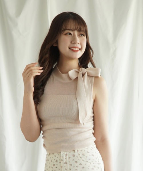 Jasmine Grandiflorum（ジャスミングランディフローラム）の「【Jasmine】リボンノンスリーブブラウス (SS)（シャツ/ブラウス・レディース・ブラック/オフホワイト/ブルー/ライトグリーン/ピンク・FREE）」の8枚目の写真