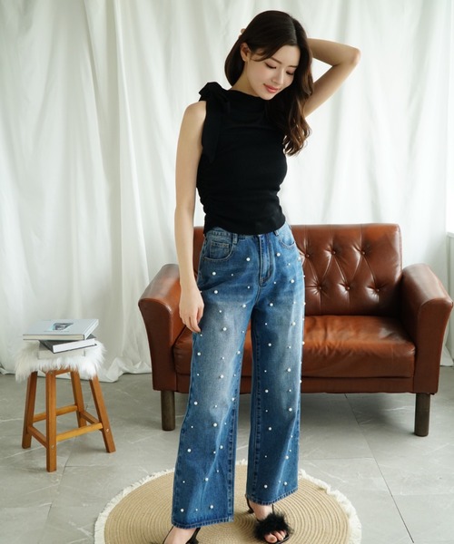 Jasmine Grandiflorum（ジャスミングランディフローラム）の「【Jasmine】リボンノンスリーブブラウス (SS)（シャツ/ブラウス・レディース・ブラック/オフホワイト/ブルー/ライトグリーン/ピンク・FREE）」の14枚目の写真