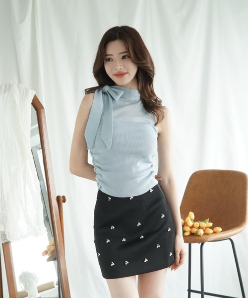 Jasmine Grandiflorum（ジャスミングランディフローラム）の「【Jasmine】リボンノンスリーブブラウス (SS)（シャツ/ブラウス・レディース・ブラック/オフホワイト/ブルー/ライトグリーン/ピンク・FREE）」の16枚目の写真