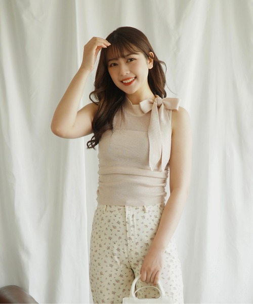 Jasmine Grandiflorum（ジャスミングランディフローラム）の「【Jasmine】リボンノンスリーブブラウス (SS)（シャツ/ブラウス・レディース・ブラック/オフホワイト/ブルー/ライトグリーン/ピンク・FREE）」の18枚目の写真