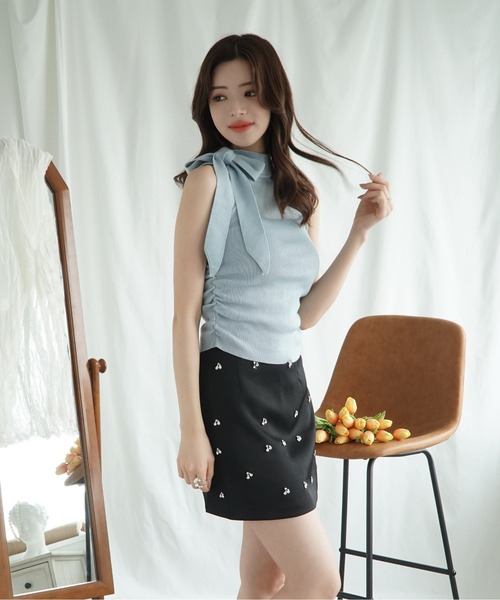 Jasmine Grandiflorum（ジャスミングランディフローラム）の「【Jasmine】リボンノンスリーブブラウス (SS)（シャツ/ブラウス・レディース・ブラック/オフホワイト/ブルー/ライトグリーン/ピンク・FREE）」の21枚目の写真