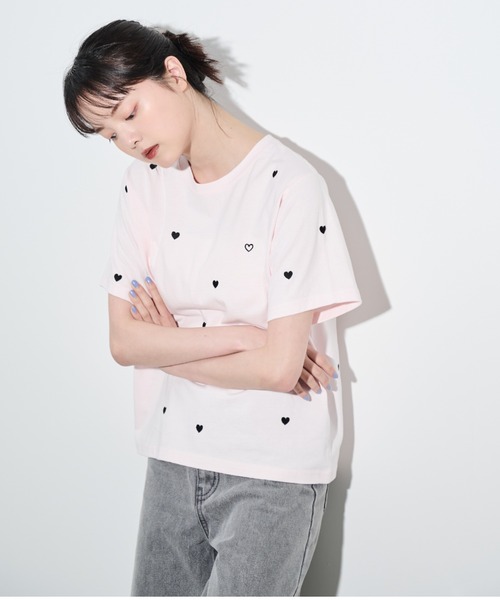 paravion（パラビオン）の「ハート刺繍半袖Tシャツ（Tシャツ/カットソー・レディース・ブラック/ピンク/レッド・FREE）」の15枚目の写真