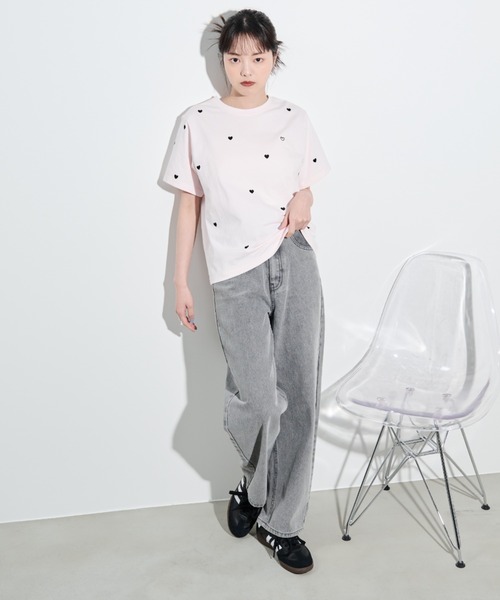 paravion（パラビオン）の「ハート刺繍半袖Tシャツ（Tシャツ/カットソー・レディース・ブラック/ピンク/レッド・FREE）」の13枚目の写真