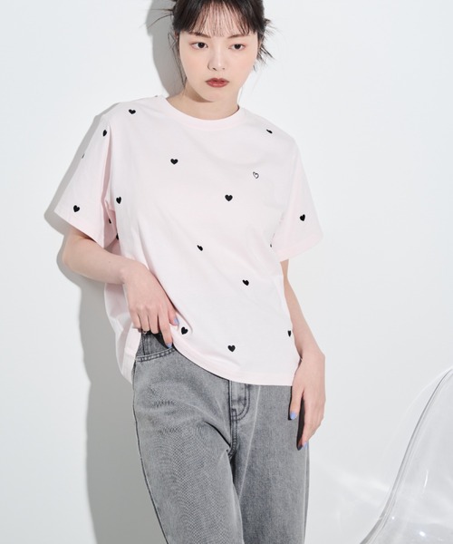 paravion（パラビオン）の「ハート刺繍半袖Tシャツ（Tシャツ/カットソー・レディース・ブラック/ピンク/レッド・FREE）」の11枚目の写真