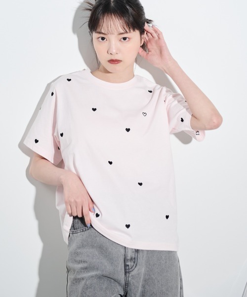 paravion（パラビオン）の「ハート刺繍半袖Tシャツ（Tシャツ/カットソー・レディース・ブラック/ピンク/レッド・FREE）」の10枚目の写真