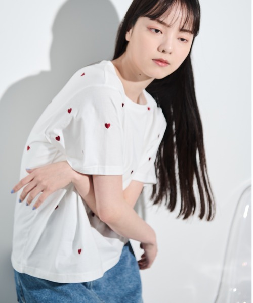 paravion（パラビオン）の「ハート刺繍半袖Tシャツ（Tシャツ/カットソー・レディース・ブラック/ピンク/レッド・FREE）」の9枚目の写真