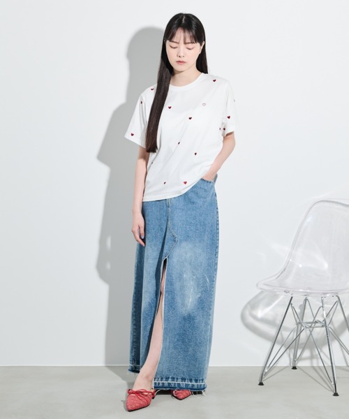 paravion（パラビオン）の「ハート刺繍半袖Tシャツ（Tシャツ/カットソー・レディース・ブラック/ピンク/レッド・FREE）」の8枚目の写真