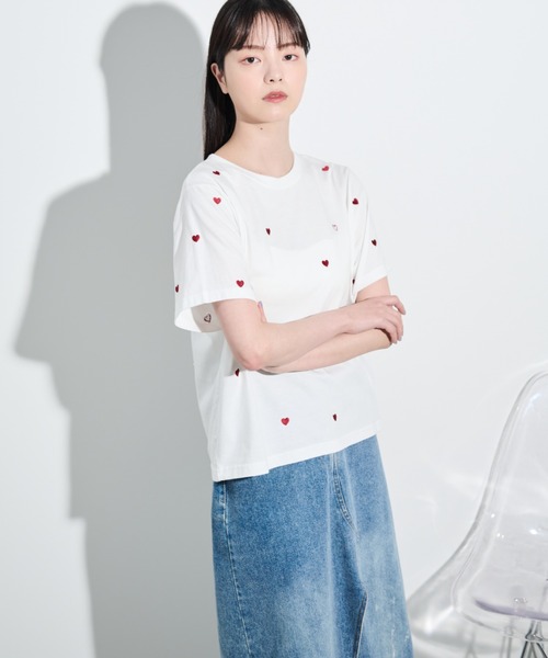 paravion（パラビオン）の「ハート刺繍半袖Tシャツ（Tシャツ/カットソー・レディース・ブラック/ピンク/レッド・FREE）」の7枚目の写真