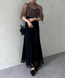 Thevon | 【オケージョン】シアーブラウス×フラワーレースキャミワンピース(ドレス)