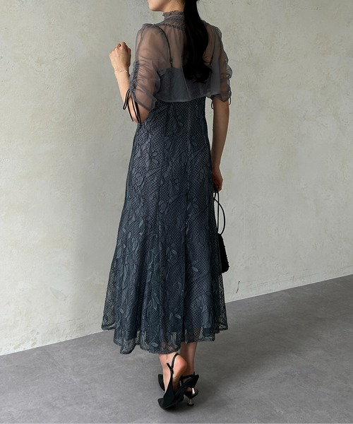 Thevon（ゼボン）の「【オケージョン】シアーブラウス×フラワーレースキャミワンピース（ドレス・レディース・ブラウン/ブラック/ブルー・FREE）」の18枚目の写真