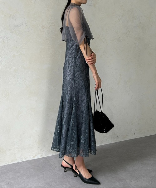 Thevon（ゼボン）の「【オケージョン】シアーブラウス×フラワーレースキャミワンピース（ドレス・レディース・ブラウン/ブラック/ブルー・FREE）」の19枚目の写真