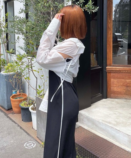 SPIRALGIRL（スパイラルガール）の「ラインタイトリブキャミワンピース（ワンピース・レディース・ブラック/グレー/ブルー・FREE）」の6枚目の写真