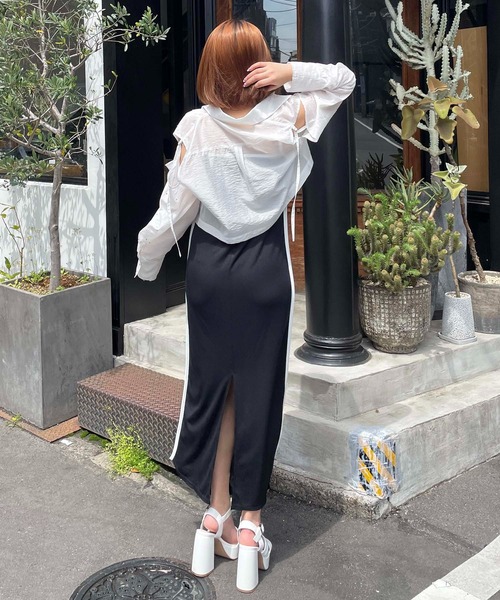 SPIRALGIRL（スパイラルガール）の「ラインタイトリブキャミワンピース（ワンピース・レディース・ブラック/グレー/ブルー・FREE）」の7枚目の写真