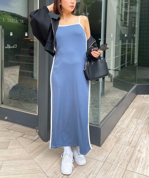 SPIRALGIRL（スパイラルガール）の「ラインタイトリブキャミワンピース（ワンピース・レディース・ブラック/グレー/ブルー・FREE）」の13枚目の写真