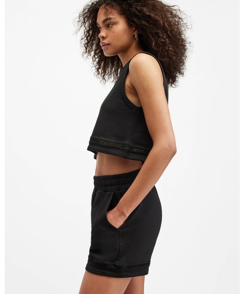 ALLSAINTS(オールセインツ)の「EWELINA CROCHET TRIM CROPPED TANK TOP | EWELINA クロシェ トリム クロップド タンクトップ(タンクトップ・レディース・ブラック・S/M/XS)」の5枚目の写真