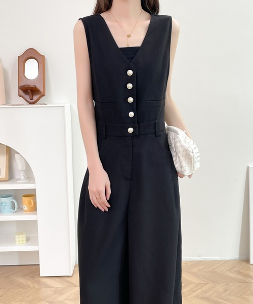 国内発送★Sabo Skirtボタン付きショート丈オールインワン(mt) 国内発送☆Sabo Skirtボタン付きショート丈オールインワン(mt)